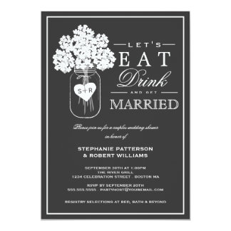 Eat Drink & Get Married Couples Shower Invitation 5" X 7" Invitation Card