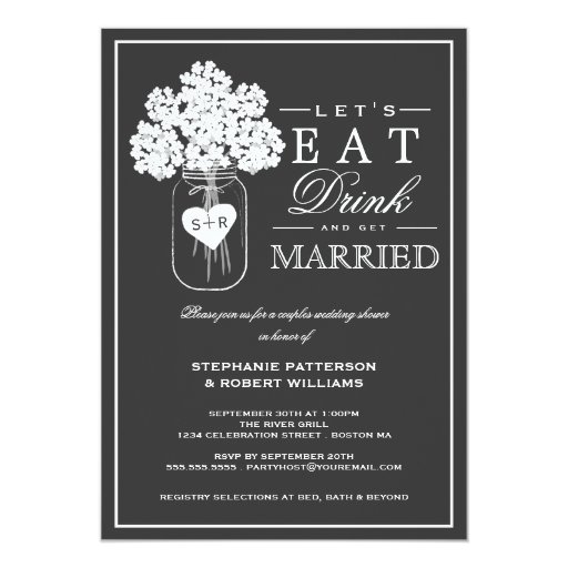 Eat Drink & Get Married Couples Shower Invitation | Zazzle