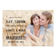 Eat Drink Married Rustic Country Wedding Invitation