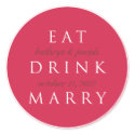 EAT DRINK MARRY cherry red wedding favor label sticker