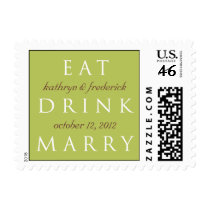 EAT DRINK MARRY garden green custom wedding stamps stamps