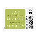 EAT DRINK MARRY garden green custom wedding stamps stamp