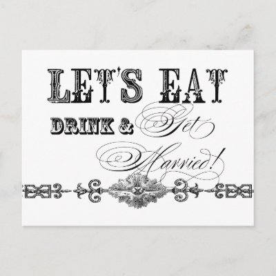 Eat, Drink n Get Married, Bridal Shower Invitation Postcard