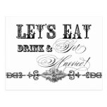 Eat, Drink n Get Married, Bridal Shower Invitation Postcard