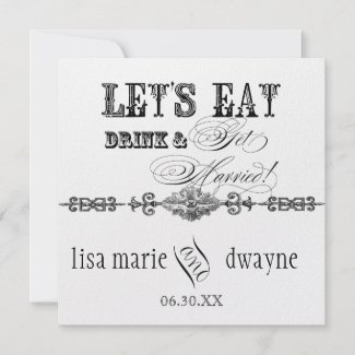 Eat, Drink n Get Married Bridal Wedding Invitation zazzle_invitation