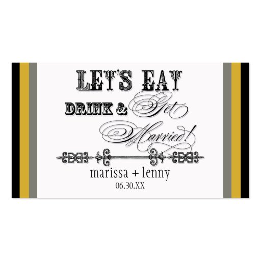 Eat, Drink n Get Married Escort Table Number Cards Business Cards