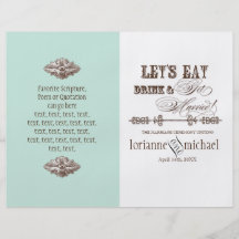 Eat, Drink n Get Married, Formal Wedding Program Flyers