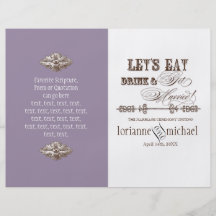 Eat, Drink n Get Married, Formal Wedding Program Personalized Flyer