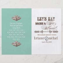 Eat, Drink n Get Married, Formal Wedding Program Flyers