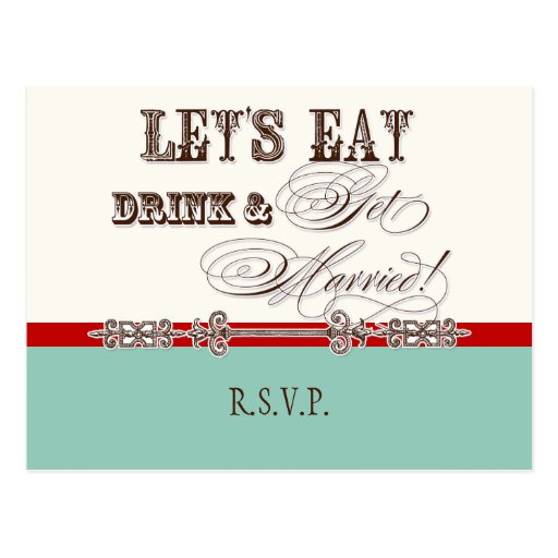 Eat, Drink n Get Married, RSVP Response Postcard