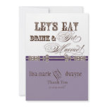 Eat, Drink n Get Married Thank You Note Cards Custom Announcements