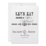 Eat, Drink n Get Married Thank You Note Cards Personalized Invite