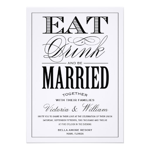 EAT,DRINK | WEDDING INVITATION STYLE 2 (front side)