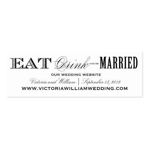 EAT, DRINK | WEDDING WEBSITE CARDS STYLE 2 BUSINESS CARD TEMPLATE (front side)