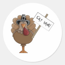 Eat Ham Round Stickers