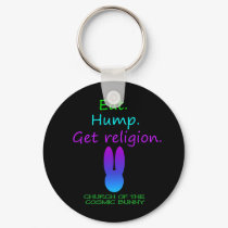 Eat Hump Religion Cosmic Bunny keychains by bunnychurch Eat Hump Religion Cosmic Bunny keychains