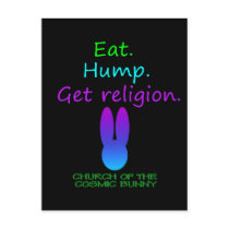 Eat Hump Religion Cosmic Bunny postcards by bunnychurch Eat Hump Religion Cosmic Bunny postcards