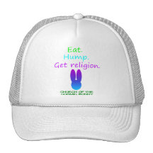 Eat Hump Religion Cosmic Bunny Trucker Hat