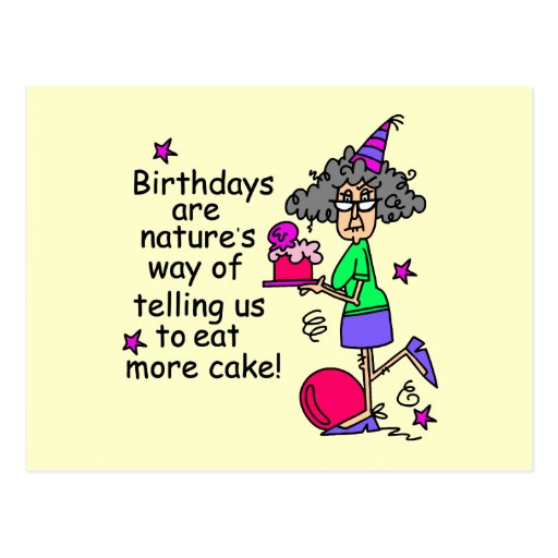 Eat More Cake Birthday Humor Postcard | Zazzle