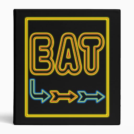 Eat Neon Restaurant Sign Recipe Binder