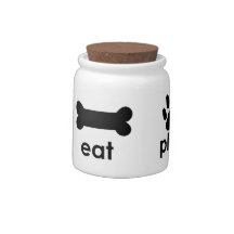 Eat Play Love Pet Treats Jar Candy Dish