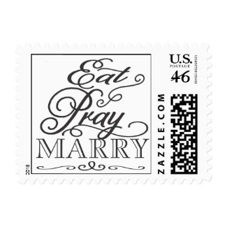 Eat Pray Marry Modern Script Wedding USPS Stamp zazzle_stamp