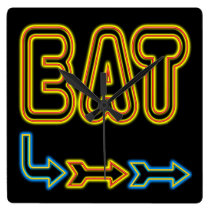 Eat Retro Neon Art Kitchen Wall Clock wall clocks