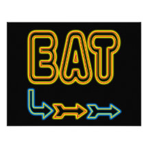 Eat Retro Neon Sign Art Custom Announcements