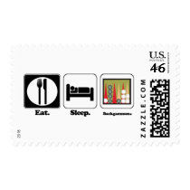 eat sleep backgammon stamp
