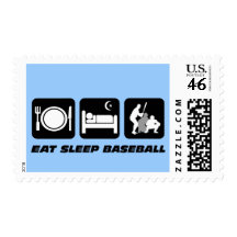 Eat sleep baseball postage stamp