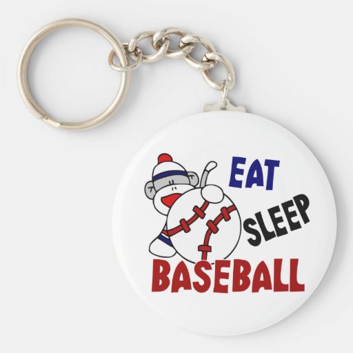 Eat Sleep Baseball Sock Monkey Key Chain