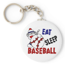 Eat Sleep Baseball Sock Monkey Key Chain