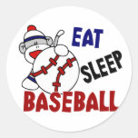 Eat Sleep Baseball Sock Monkey Round Sticker