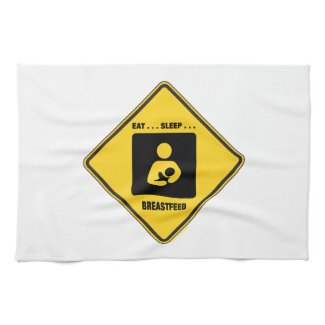 Eat ... Sleep ... Breastfeed (Yellow Diamond Sign) Hand Towels