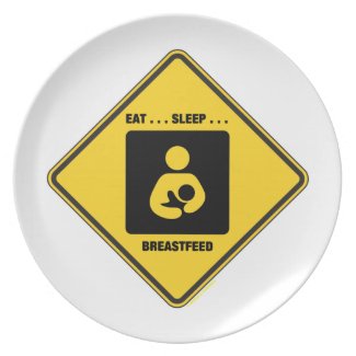 Eat ... Sleep ... Breastfeed (Yellow Diamond Sign) Party Plates