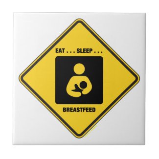 Eat ... Sleep ... Breastfeed (Yellow Diamond Sign) Ceramic Tiles