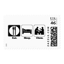 eat sleep chess postage stamps