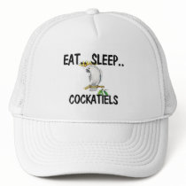 Eat Sleep COCKATIELS hats