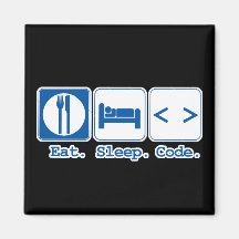eat sleep code (html) refrigerator magnet