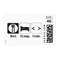 eat sleep code postage stamp
