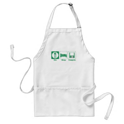 eat sleep computer (green) aprons by geekme