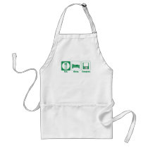eat sleep computer (green) aprons