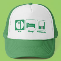 eat sleep computer (green) hats by geekme eat sleep computer (green) hats