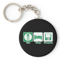 eat sleep computer (green) key chains