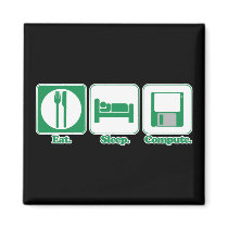 eat sleep computer (green) fridge magnet