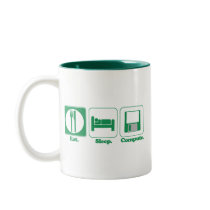 eat sleep computer (green) coffee mug