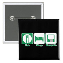 eat sleep computer (green) pin