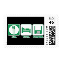eat sleep computer (green) postage