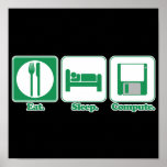 eat sleep computer (green) posters