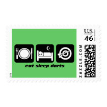Eat sleep darts postage stamps